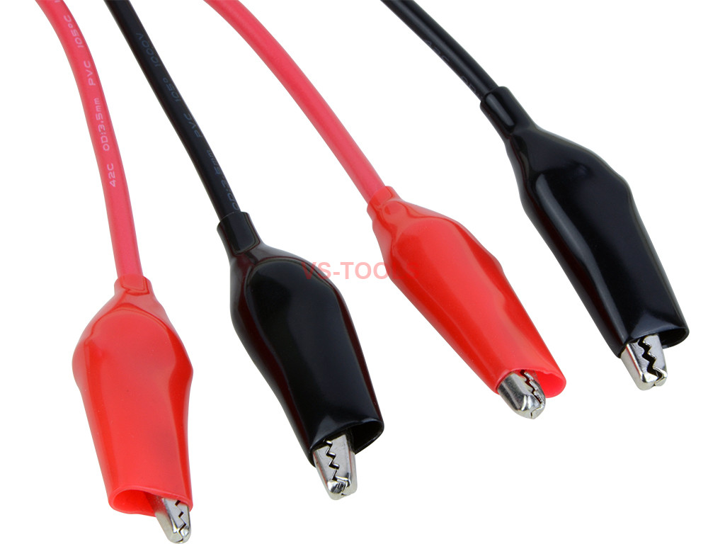 18AWG Pair of Dual Red Black Test Leads Alligator Clips Jumper